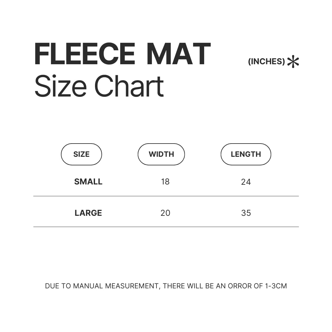Fleece Mat Size Chart - Cyberpunk UK Store