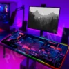 Cyberpunk Large RGB Mouse Mat Neon Gamer Mousepads LED Gaming Mousepad Big Luminous Desk Pad Desk 10 - Cyberpunk UK Store