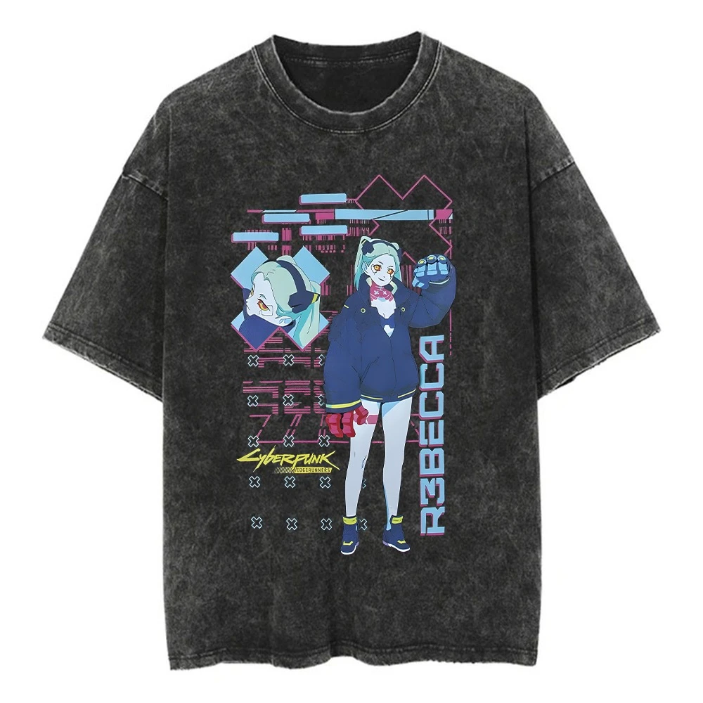 Cyberpunk Y2k Harajuku Street Casual Washed T-shirt